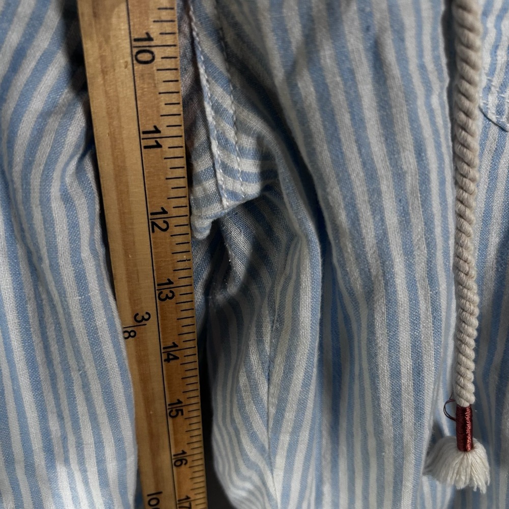 Anthropologie Blue White Striped Linen Blend Drawstring Pants Womens Medium - Picture 6 of 7